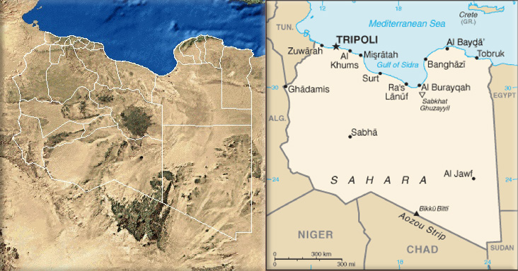 Libya satellite / map (Libya becomes independent from Italy, December 24, 1951)